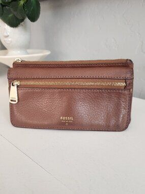 Fossil Preston Brown Leather Clutch Wallet